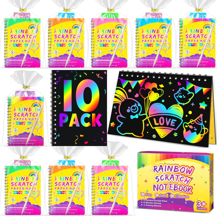 10 Pack Scratch Rainbow Art Crafts Notebook