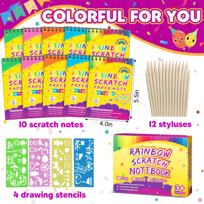 10 Pack Scratch Rainbow Art Crafts Notebook