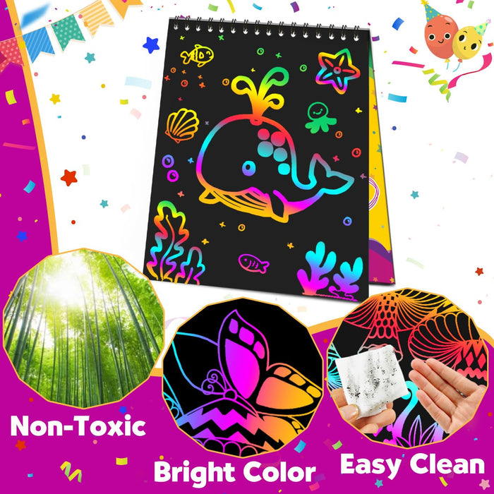 10 Pack Scratch Rainbow Art Crafts Notebook