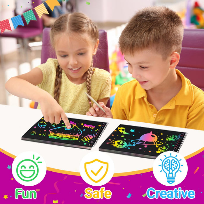 10 Pack Scratch Rainbow Art Crafts Notebook
