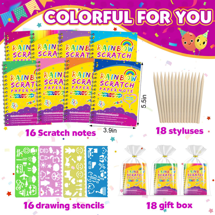 16 Pack Scratch Rainbow Art Crafts Notebook