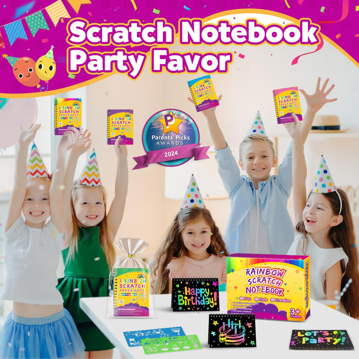 24 Pack Scratch Rainbow Art Crafts Notebook