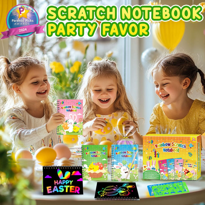 24 Pack Scratch Rainbow Art Crafts Notebook（Easter）