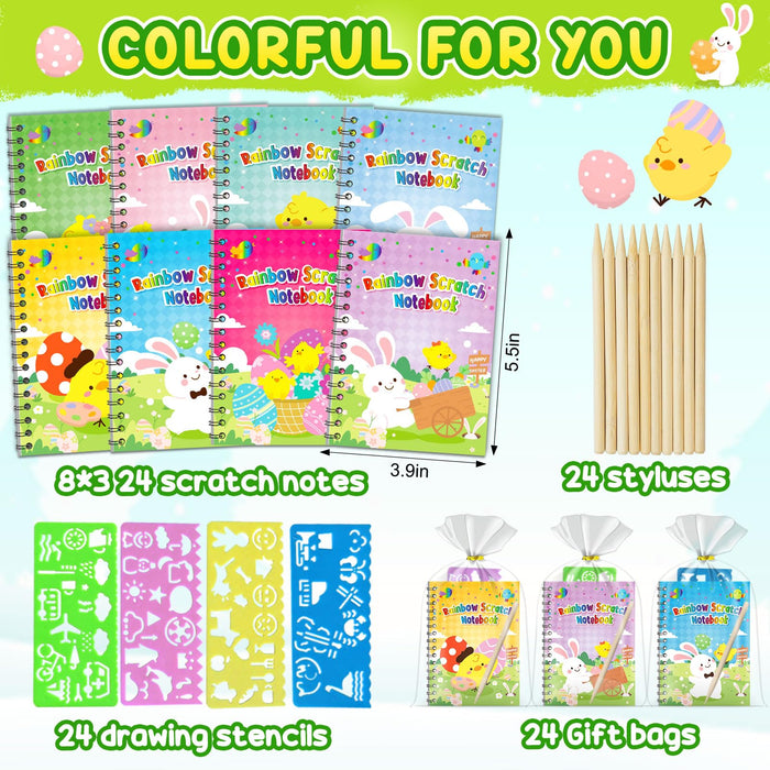 24 Pack Scratch Rainbow Art Crafts Notebook（Easter）