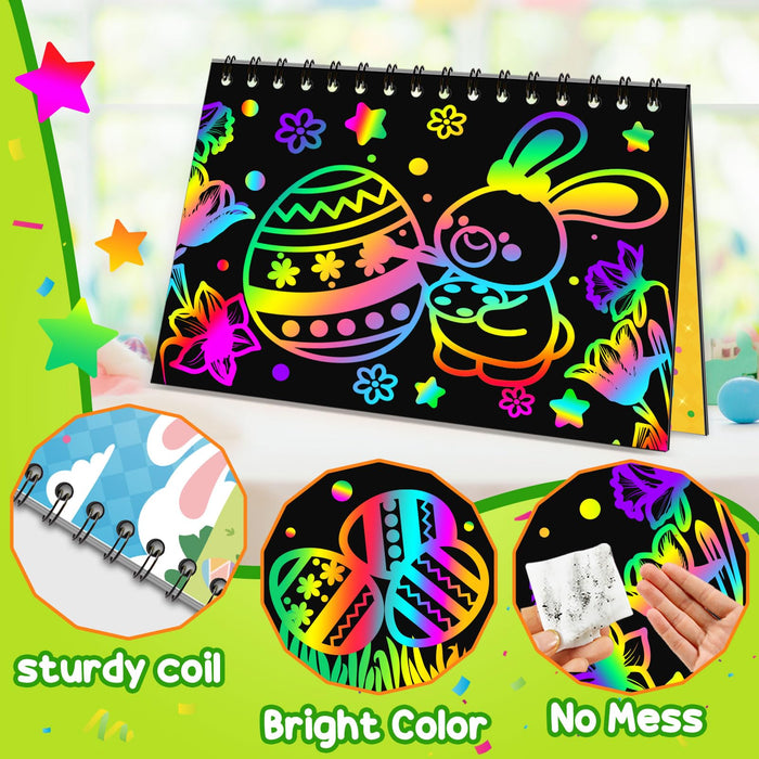24 Pack Scratch Rainbow Art Crafts Notebook（Easter）