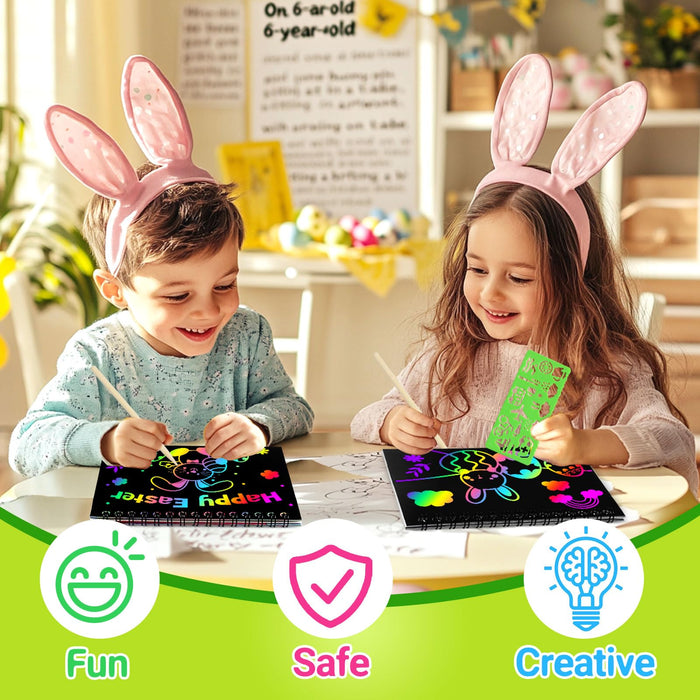 24 Pack Scratch Rainbow Art Crafts Notebook（Easter）