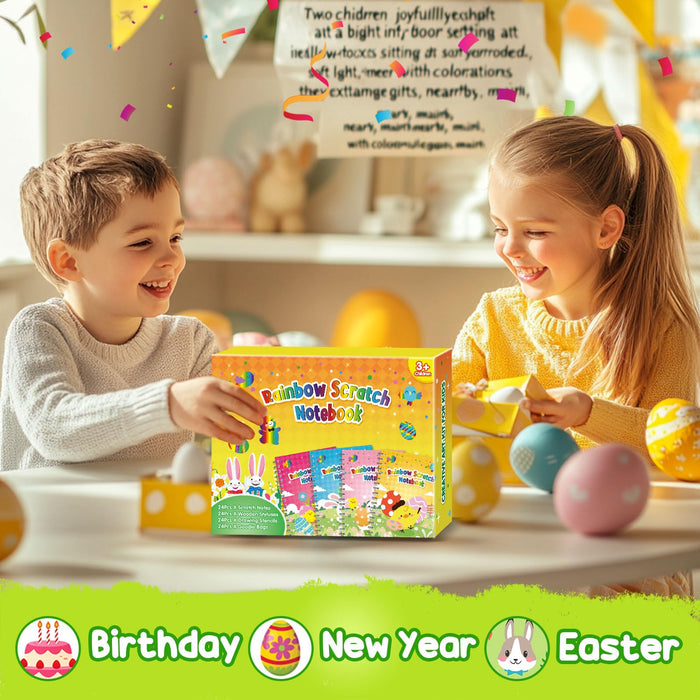 24 Pack Scratch Rainbow Art Crafts Notebook（Easter）