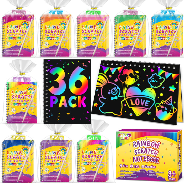 36 Pack Scratch Rainbow Art Notebook
