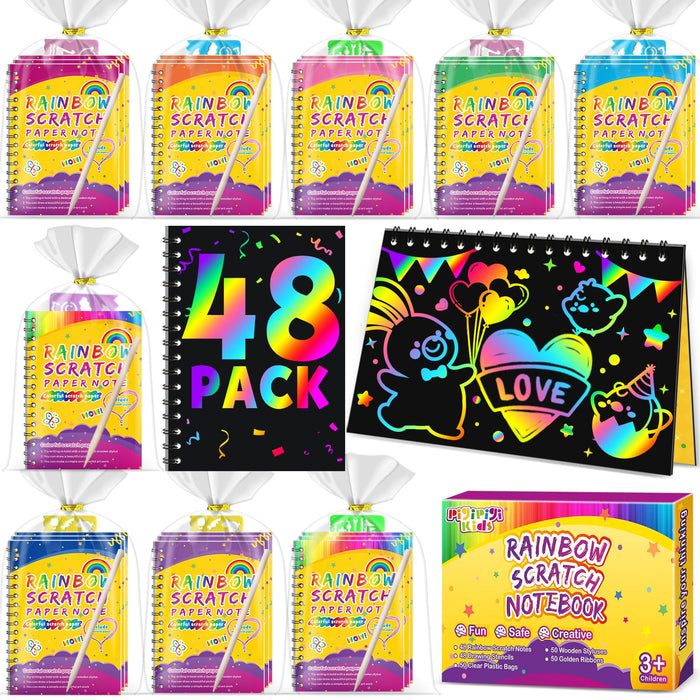 48 Pack Scratch Rainbow Art Crafts Notebook