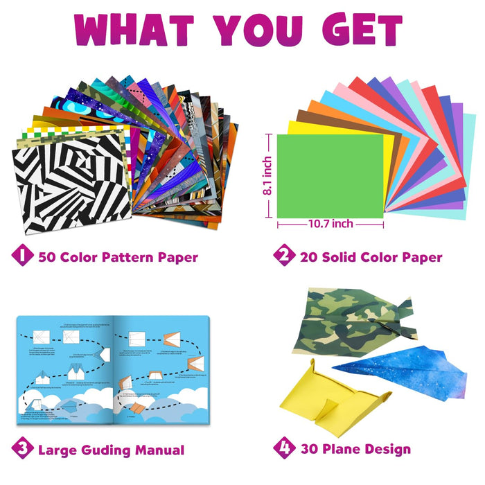 Pigipigi Kids Craft Origami Paper Kit for Kids Ages(Plane)